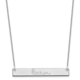 14K White Gold Medium Polished Signature Bar Necklace-WBC-XNA1274W