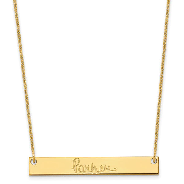 14K Medium Polished Signature Bar Necklace-WBC-XNA1274Y