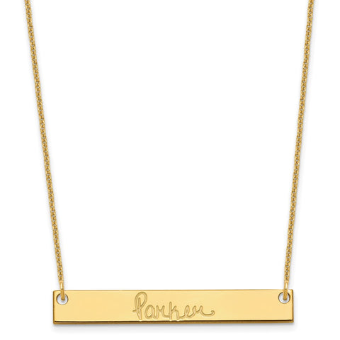 14K Medium Polished Signature Bar Necklace-WBC-XNA1274Y
