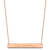 14K Rose Gold Large Polished Signature Bar Necklace-WBC-XNA1275R