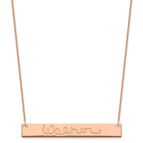 14K Rose Gold Large Polished Signature Bar Necklace-WBC-XNA1275R