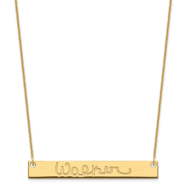 14K Large Polished Signature Bar Necklace-WBC-XNA1275Y