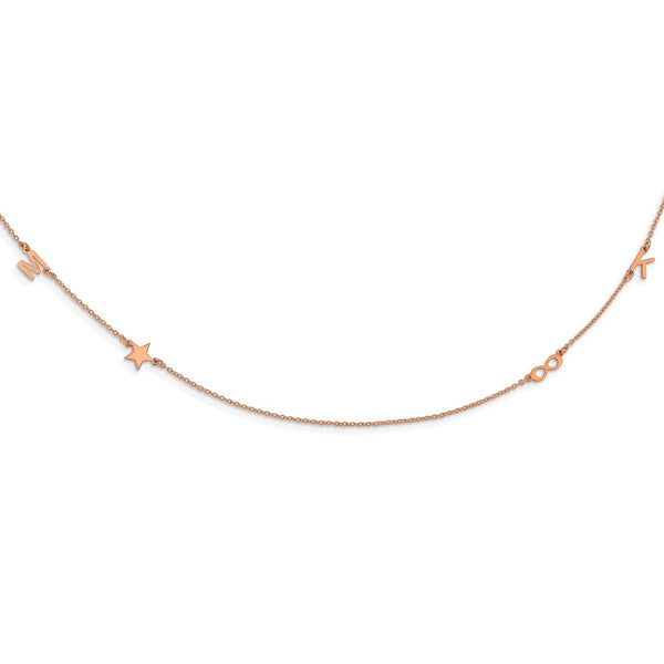 14K Rose Gold 4 Initial/Symbol Necklace-WBC-XNA1289R