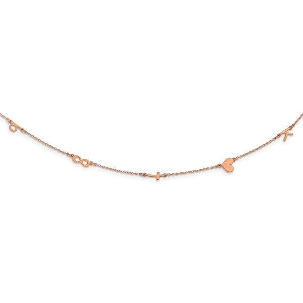 14K Rose Gold 5 initial/Symbol Necklace-WBC-XNA1290R