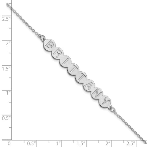 10K White Gold 8 Letter Bubble Bracelet-WBC-10XNA1309W