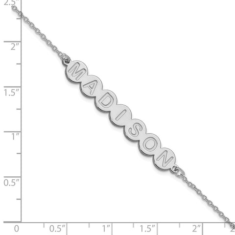 10K White Gold 7 Letter Bubble Bracelet-WBC-10XNA1310W