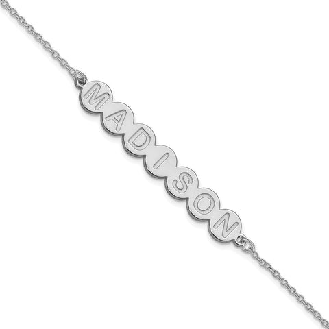 10K White Gold 7 Letter Bubble Bracelet-WBC-10XNA1310W