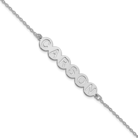 10K White Gold 6 Letter Bubble Bracelet-WBC-10XNA1311W