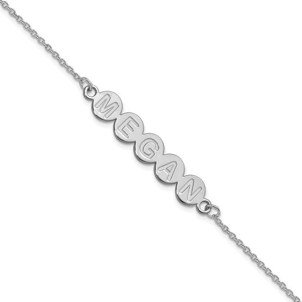 10K White Gold 5 Letter Bubble Bracelet-WBC-10XNA1312W