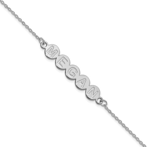 10K White Gold 5 Letter Bubble Bracelet-WBC-10XNA1312W