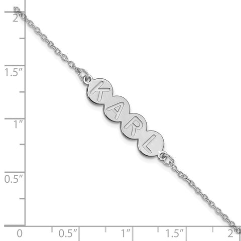 10K White Gold 4 Letter Bubble Bracelet-WBC-10XNA1313W