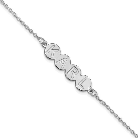 10K White Gold 4 Letter Bubble Bracelet-WBC-10XNA1313W