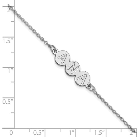 10K White Gold 3 Letter Bubble Bracelet-WBC-10XNA1314W