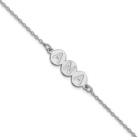 10K White Gold 3 Letter Bubble Bracelet-WBC-10XNA1314W