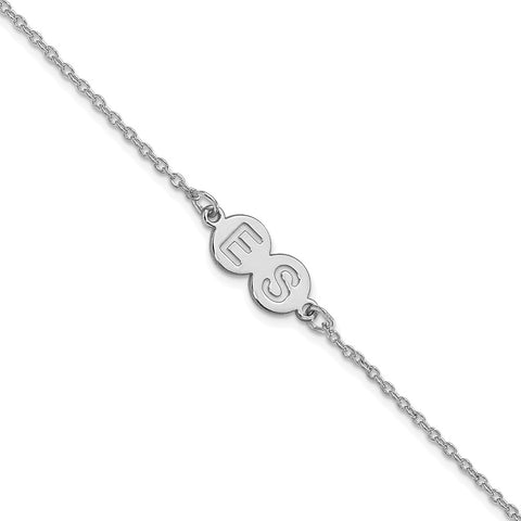 10K White Gold 2 Letter Bubble Bracelet-WBC-10XNA1315W
