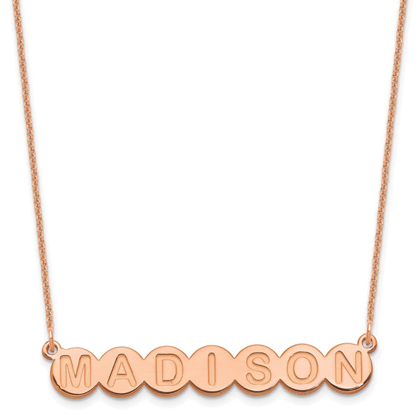 14K Rose Gold 7 Letter Bubble Necklace-WBC-XNA1319R