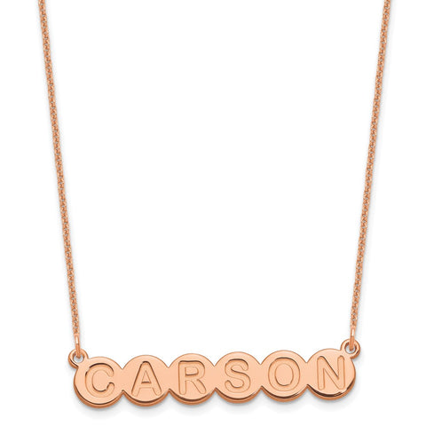 14K Rose Gold 6 Letter Bubble Necklace-WBC-XNA1320R