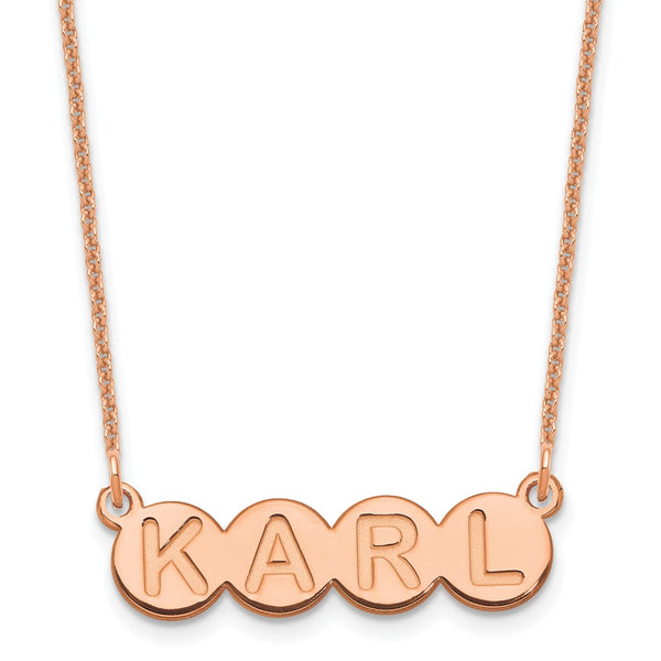 14K Rose Gold 4 letter Bubble Necklace-WBC-XNA1322R