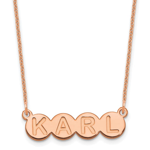 14K Rose Gold 4 letter Bubble Necklace-WBC-XNA1322R