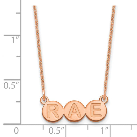 14K Rose Gold 3 letter Bubble Necklace-WBC-XNA1323R