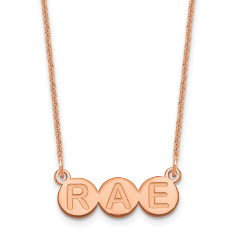 14K Rose Gold 3 letter Bubble Necklace-WBC-XNA1323R