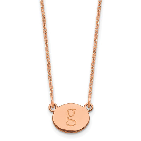 14K Rose Gold Initial Oval Necklace-WBC-XNA1348R