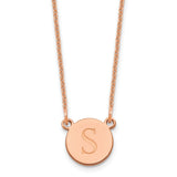 14K Rose Gold Initial Circle Necklace-WBC-XNA1351R