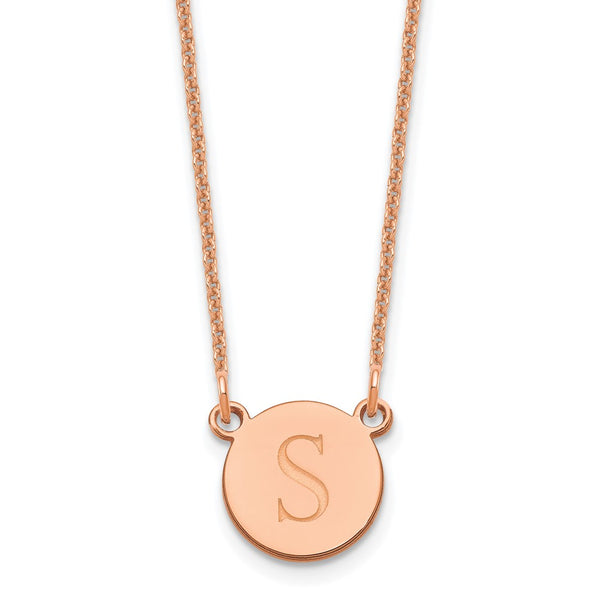 14K Rose Gold Initial Circle Necklace-WBC-XNA1351R