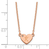 Sterling Silver/Rose-plated Initial Heart with Diamond Necklace-WBC-XNA1376RP
