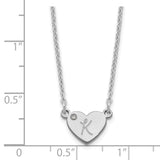 Sterling Silver/Rhodium Initial Heart with Diamond Necklace-WBC-XNA1376SS
