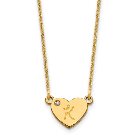 14KY Initial Heart with Diamond Necklace-WBC-XNA1376Y