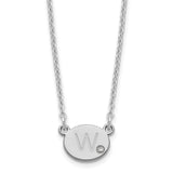 Sterling Silver/Rhodium-plated Oval with Diamond Necklace-WBC-XNA1377SS