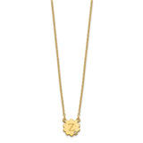 Sterling Silver/Gold-plated Initial Flower with Diamond Necklace-WBC-XNA1381GP