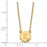 Sterling Silver/Gold-plated Initial Flower with Diamond Necklace-WBC-XNA1381GP