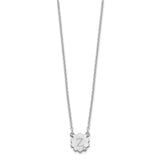 Sterling Silver/Rhodium-plated Initial Flower with Diamond Necklace-WBC-XNA1381SS