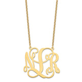 Sterling Silver/Gold-plated Large Polished Cut Out Monogram Necklace-WBC-XNA502GP