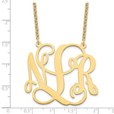 Sterling Silver/Gold-plated Large Polished Cut Out Monogram Necklace-WBC-XNA502GP