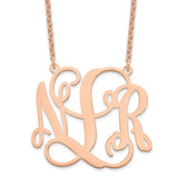 Sterling Silver/Rose-plated Large Polished Cut Out Monogram Necklace-WBC-XNA502RP