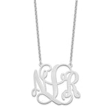 Sterling Silver/Rhodium-plated Large Polished Cut Out Monogram Necklace-WBC-XNA502SS