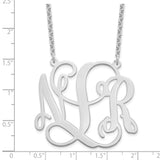 Sterling Silver/Rhodium-plated Large Polished Cut Out Monogram Necklace-WBC-XNA502SS