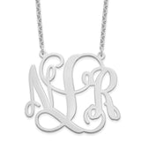 Sterling Silver/Rhodium-plated Large Polished Cut Out Monogram Necklace-WBC-XNA502SS