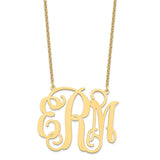 Sterling Silver/Gold-plated Polished Cut Out Monogram Necklace-WBC-XNA503GP