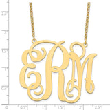 Sterling Silver/Gold-plated Polished Cut Out Monogram Necklace-WBC-XNA503GP