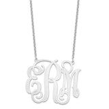 Sterling Silver/Rhod-pltd Extra Large Polished Cut Out Monogram Necklace-WBC-XNA503SS