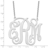 Sterling Silver/Rhod-pltd Extra Large Polished Cut Out Monogram Necklace-WBC-XNA503SS