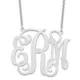 Sterling Silver/Rhod-pltd Extra Large Polished Cut Out Monogram Necklace-WBC-XNA503SS