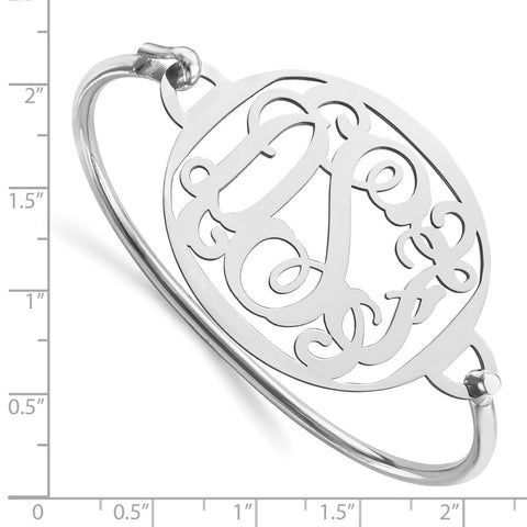 10KW Polished Monogram Plate with Sterling Silver Bangle-WBC-10XNA508W