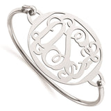 10KW Polished Monogram Plate with Sterling Silver Bangle-WBC-10XNA508W