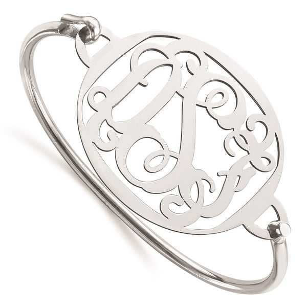 10KW Polished Monogram Plate with Sterling Silver Bangle-WBC-10XNA508W