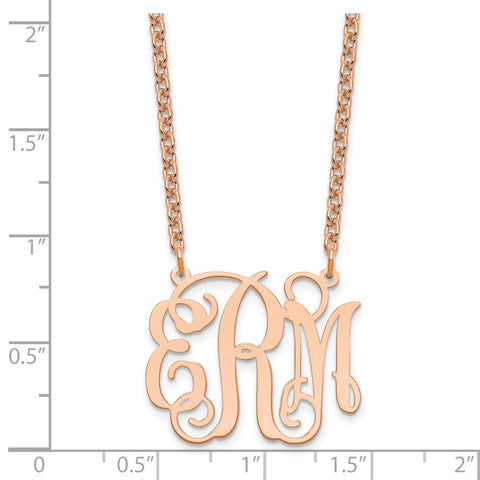 Sterling Silver/Rose-plated Monogram Necklace-WBC-XNA534RP